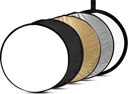 SMALLRIG 5-in-1 Photography Reflector, 32(80cm) Portable Light Reflectors Diffuser Collapsible Multi Disc, Translucent, Silver, Gold, White and Black for Studio and Outdoor Lighting - 4128