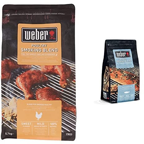 Weber 17833 Poultry Smoking Chips 700 g Wood & 17665 Räucherchips Meeresfrüchte, 700 g, mild-fruchtige Raucharoma, Lachs, Makrele, Garnelen und andere Meeresfrrüchte, Aroma, Räuchern, Grillen