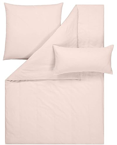 ESTELLA Bettwäsche Alvaro 2251 202 Puder Halbleinen Baumwolle Unifarben Einfarbig, Größe:155 cm x 220 cm