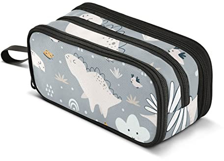 Große Kapazität Federmäppchen Büro College Schule Große Schreibwaren Make-up Tasche Dino und Wolken Federmäppchen für Jugendliche Erwachsene, mehrfarbig, Einheitsgröße, Taschen-Organizer