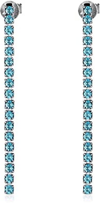 Ohrringe Hängend Damen, Ohrringe Zirkonia Braut Hängeohrringe Hellblau Quaste mit Zirkonia Kupfer