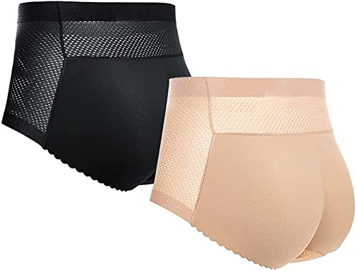 SUIUOI 2 Calzoncillos Acolchados para Mujer, Push up, Moldeador de Cintura, Moldeador de Abdomen, Ropa Interior bajo Falda