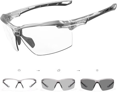 KAPVOE Photochromatische Selbsttönend Fahrradbrille Herren Damen Sportsonnenbrille Klar Radsportbrille Radfahren MTB Radbrille Laufen Volleyball Tennis Autofahren Softball Bergsteigen Golf Wandern 06