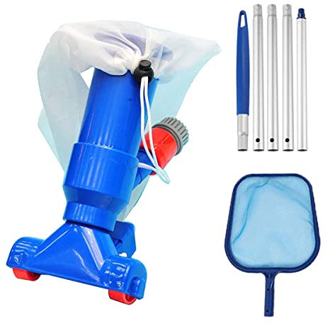 TopHomer 140cm Pool Bodensauger Poolsauger Staubsauger Vacuum Jet Vac Sauger Vakuum Kopf mit Laubsack, Aluminiumstange Reinigungsset Poolreiniger Zubehör für Brunnen - Blau