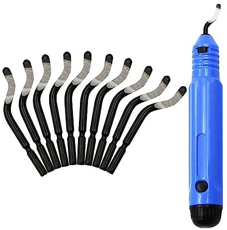 CUHZA 1 Set Tagliatori per Sbavatura, Sbavatura Strumento Mano con 10 Pezzi Rotazione a 360 gradi Sbavare Lame, Universale Strumento di Sbavatura per Legno, Acciaio Metallo, Alluminio Rame o Plastica