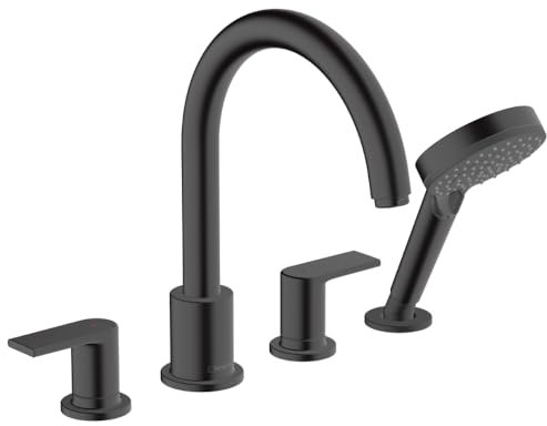 Robinet mélangeur bain douche 4 trous HANSGROHE Vernis Shape noir mat