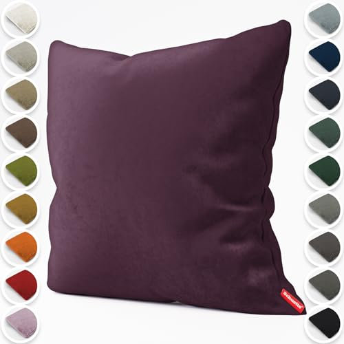 Schuette® Dekorativer Kissenbezug aus Samt mit verdecktem Reißverschluss • Millenium Velvet Kollektion: Plum (Purple) • Knitterfrei • Kuschelweich • Zierkissen • Sofakissen