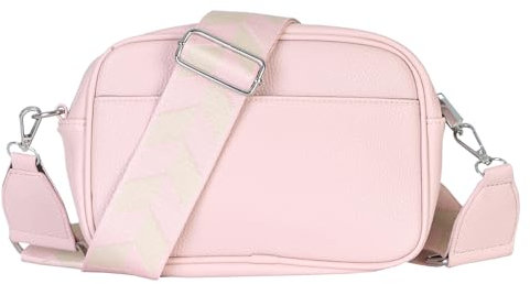 MATY FASHION Damen Tasche kleine Handtasche mit breiten Riemen Schulter Crossbody Bag moderne Umhängetasche 2528 (Rosa)