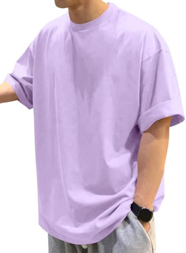 Tomwell Maglietta a Maniche Corte Uomo Oversize Lunga T-Shirt con Girocollo e vestibilità Larga Diversi Colori Disponibili Estivi Camicetta Sportivi Tops per Uomo A Viola S