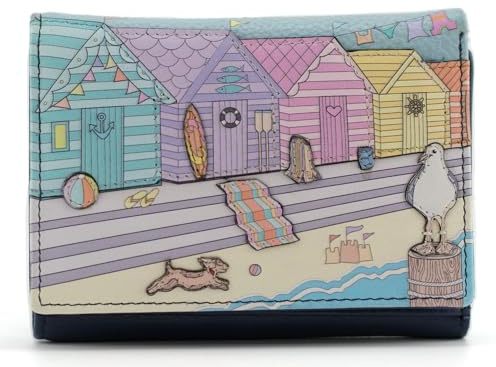 Mala Leather Woolacombe Kleine dreifach gefaltete Geldbörse aus weichem Leder, RFID-Geldbörse für Damen, Strand und Hund, navy, S, Modern