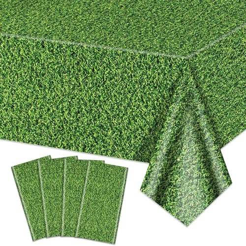 Hegbolke Lot de 4 nappes rectangulaires en Herbe Verte, 220 x 130 cm, pour Jungle, forêt, Football, événements, Sport, fêtes