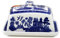 Blue Willow Butter Dish with Lid Ceramic Kitchen Storage Serving Pot Container