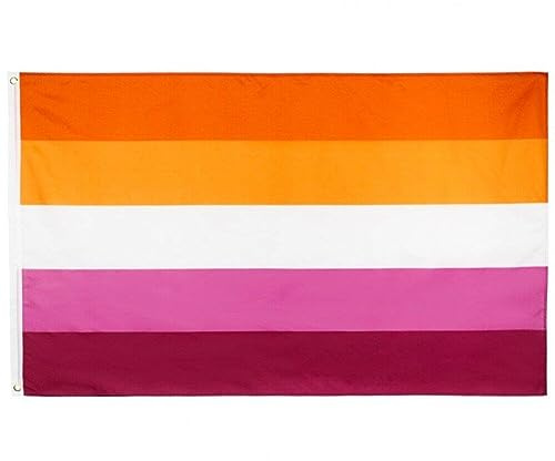 Drapeau De Fierté Lesbienne Sunset De 3 X 5 Pieds – Couleurs Vives Résistant À Décoloration – en-tête en Toile Double – Sunset Pride avec Œillets en Laiton