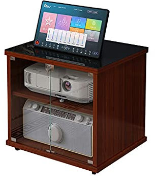 Boxenständer Lautsprecherständer Audio-Halterung, Audio-Schrank, 2-lagige Medienhalterung, audiovisueller Schrank, geeignet for TV-Zubehör, Spielekonsolen, DVD-Player für Heimkino und Studio(A)