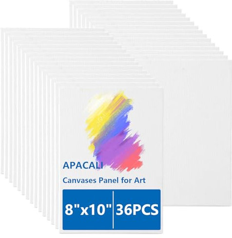 APACALI 36 Stück Leinwand zum Bemalen, 20 x 25 cm Baumwolle Leinwände zum Malen, Kleine Malkarton, Gemälde auf Leinwand, Canvas Panels für Acrylfarbe, Ölfarbe