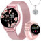 Sanorum Smartwatch Damen mit Telefonfunktion, Rund 1,27 HD Screen Armbanduhr mit 120+ Sport Pulsuhr SpO2 Schlafmonitor Menstruationszyklus IP68 Fitness Tracker Schrittzähler für iOS Android Rosa