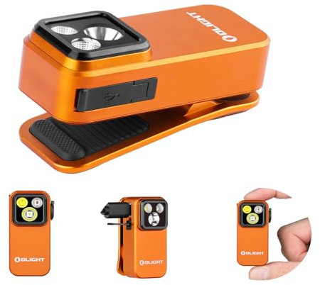 OLIGHT Oclip Pro Mini LED Taschenlampe mit Flutlicht, fokussiertes Licht und Rotlicht,500 LM helle USB-C wiederaufladbare Flashlight,IPX6 Clip Lampe kleine Blinklicht für Läufer Camping (Orange)