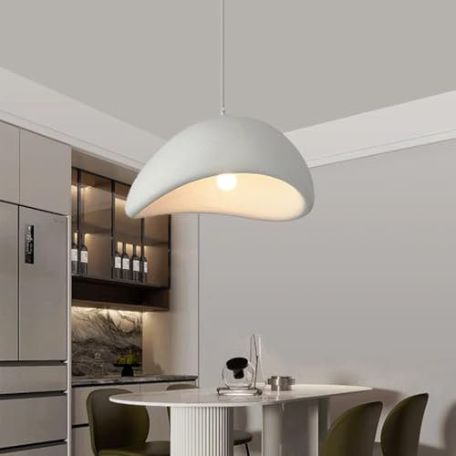 Pendelleuchte Esstisch Hängeleuchte Japanische Wabi-Sabi Stil E27 Weißer Polyethylen Höhenverstellbar Kronleuchter Modern Kreative Hängelampe Wohnzimmer Esszimmer Küche Leuchte Beleuchtung(B,50cm)