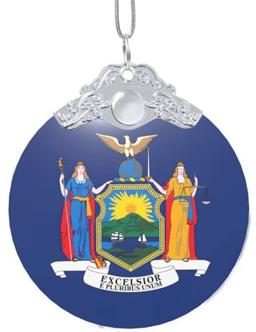 New York Flagge, festlicher runder Weihnachtsanhänger, kreative Dekorationen für eine magische Weihnachtszeit