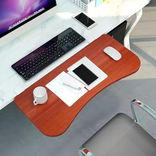 Desktop extender tray, 55*25cm, 65*25cm, 75*25cm under-desk keyboard tray, clip-on ergonomic keyboard stand, punch-free clip-on, foldable elbow support, suitable for office desks(Red,65*25cm)