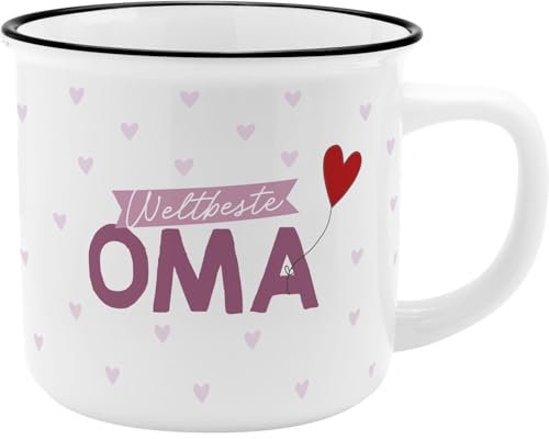 GRUSS & CO XL-Becher Motiv Oma | Lieblingsbecher aus Porzellan, Tasse mit Spruch, 55 cl, mit Geschenkbanderole | Geschenk für Oma, Muttertag | 74172