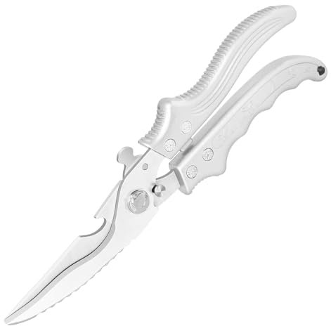 Poultry Shears with Non-Slip Handle and Safety lockHeavy Duty Kitchen Scissors - Professional Multi-Purpose Cooking Scissors, Dishwasher Safe, Suitable for Meat, Chicken and Bones