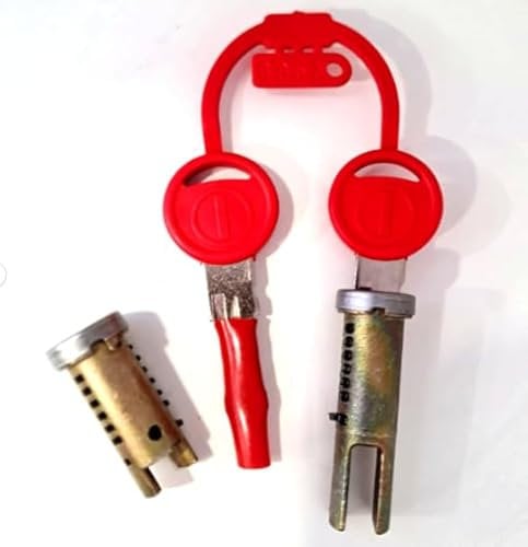 KIT SERRATURE DUE PEZZI ZADI CHIAVE ROSSA VESPA HP 50 QUANDO AVVIAMENTO SELLA