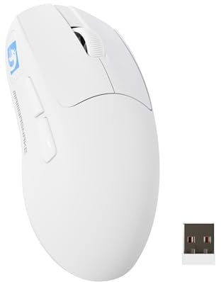 MAMBASNAKE M4 SUPERLIGHT Wireless Gaming Mouse, 24000 DPI, 53g Ultralight Gamer Mice, PixArt PAW3311 Sensor, RGB Logo, 400mAh Battery, 2.4G/Bluetooth/Wired, for PC/Mac, White
