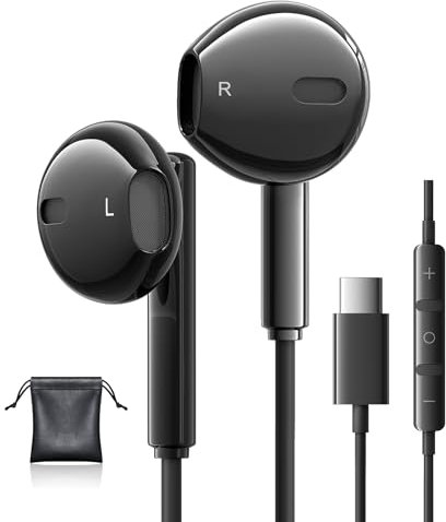 USB C Kopfhörer für Samsung Galaxy S25 S24 Ultra A56 iPhone 17 16 Pro Kopfhörer mit Kabel USB C Headset mit Mikrofon HiFi Kopfhörer USBC für iPhone 15 Samsung A55 S23 S24 FE Google Pixel 9 Pro iPad 11