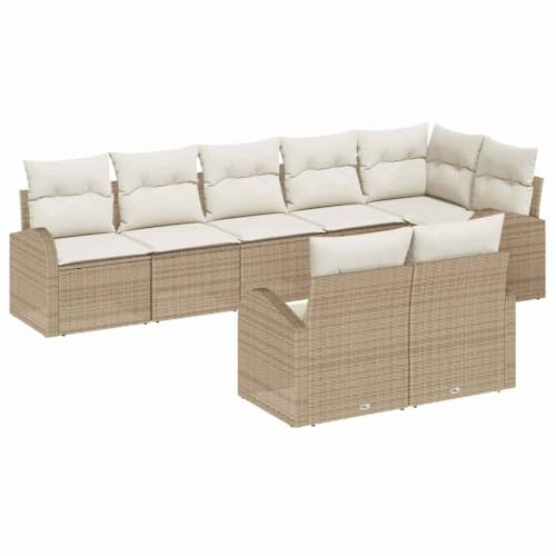 vidaXL Gartensofa-Set 8 STK. Beige und Weiß Poly-Rattan