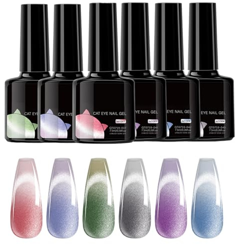 Color Changing Nail Gel - Heat Sensitive Polish, Gradient Varnish | 6PCS Magnet Finish Art Set for Fingernail Shine Date Travel Picnic Home Routine Beauty Time Fashion Creative Touch Polish