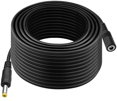 KUOQIY 10m 22 AWG 4.0x1.7 mm 24V 12V DC Verlängerungskabel, Mann zum Weiblichen DC-Stecker-Verlängerungs Kabel, für LED-Lichtleisten, Router, Schwarz