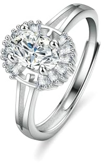 Skcess Platin Matching Rings, Ehering 7X5mm Moissanit Weiß 1ct Moissanit Größe 62 (19.7)