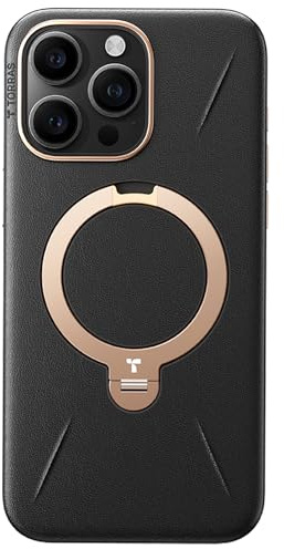 TORRAS 360° Ostand Q3 VegSkin for iPhone 15 Pro Case with Magsafe, 12FT Military Grade Protective | 360° Full-range Mount for iPhone 15 Pro cover with Camera Control & Stylish Black