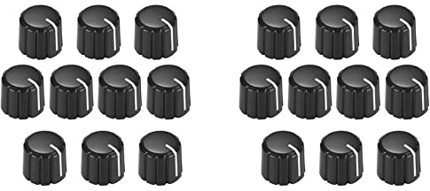 Akfldms 20 Stücke Potentiometer Steuerung Knobs für Elektrische Gitarre Volume Tone Knobs Schwarz D Typ 6mm