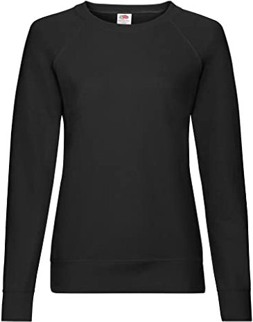 Fruit of the Loom Damen Lightweight Raglan Sweat Lady-fit T-Shirt, Schwarz, S