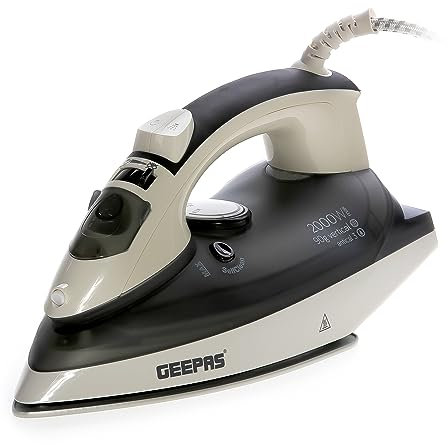 Geepas 2 in 1 Dry & Wet Steam Iron 2200W - Adjustable Temperature Control, Ceramic Soleplate Wet/Dry, 90g/Shot Vertical Steam Boost, Self-Cleaning, Anti-Calc Function - 2 Year Warranty