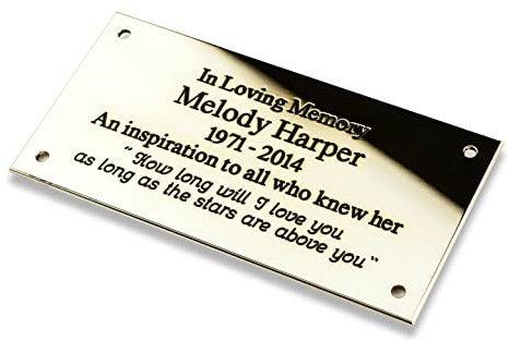 4 x 3 Rectangular solid brass engraved nameplate. Personalised engraved memorial plaque