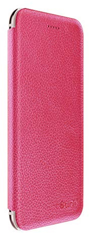 Leder Hülle kompatibel mit iPhone 7 Plus Schutzhülle Flip Cover Case mit Aluminium Back in Pink