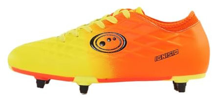 Optimum Unisex’s Ignisio Football Boots - Flat Moulded Stud Outsole, Easy Fastening Astro Trainers - PU Leather, Flexible & Comfortable Fit Football Boots - Aztec Orange, Jnr UK 3