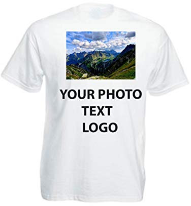 MFAZ Morefaz Ltd Unisex T-Shirt Personalised Holiday Party Halloween Photo Text Men Women Shirt (White, L Unisex)