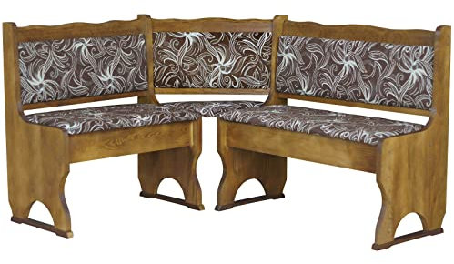 k koma Eckbank Blume DUNKEL 120 x120 cm – Massivholz Kiefer, gepolstert, Farbe Eiche – Esszimmerbank NEU