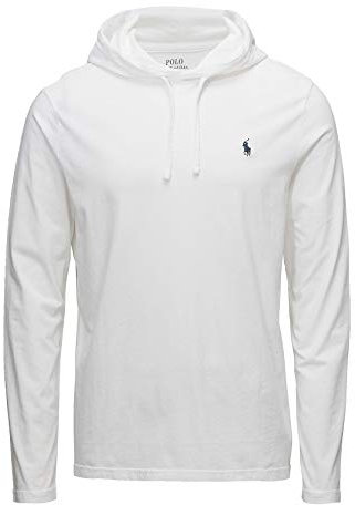 POLO RALPH LAUREN Jersey Knit Hoodie Tee, White/Navy, M