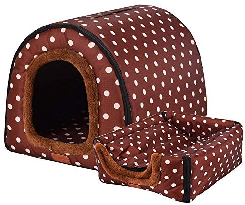 2 in 1 Dog House Cat Igloo,Soft Cat Cave Foldable Dog Bed Tent Nest with Detachable Cushion,Winter Summer Cozy Sleeping Bag for Medium Extra Large Pet