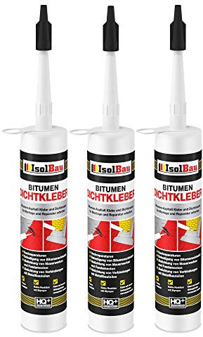 Isolbau Bitumen-Dichtkleber - 3 x 310 ml Klebstoff & Dichtmasse für Montage & Reparatur von Bitumen-Schindeln - Schwarz