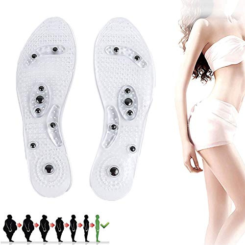 YHNMK Abnehmen Akupressur Einlegesohlen, Ermüdung Entlasten Massage Magnetische Einlegesohle,Fußermüdung Lindern Orthopädische Insoles,Schneidbare Größe,Unisex