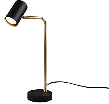 Schreibtischlampe aus Metall Schwarz Messing mit schwenkbarem Spot, Höhe 45cm