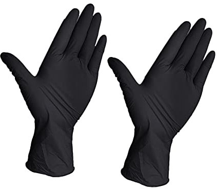 Colorful Home Tool 1 Paar Einweg Handschuhe Schwarze Gummi Nitril-Handschuhe puderfreie Tätowierhandschuhe Mechaniker Kochhandschuhe Komfortable (Schwarz, L)