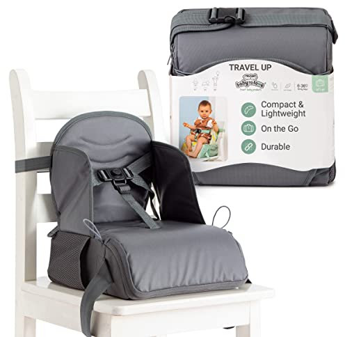BabyToLove Siège rehausseur nomade avec rangement Travel Up | Chaise de voyage légère pour bébé | Facile à fixer et à transporter | Anthracite