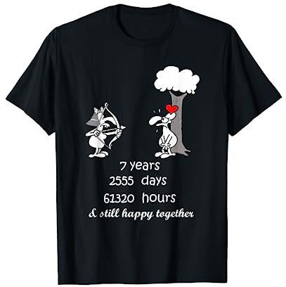 7th Wedding Anniversary Gift For Him Her 7 Years Together T-Shirt